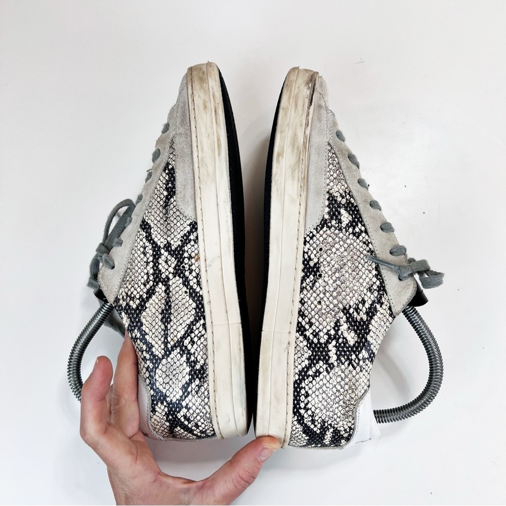 P448 Womens Size 38 Snake Print Sneakers Reptile Low Top Shoes Leather‎ - Picture 6 of 10